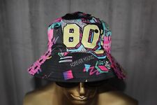 BUCKET HAT 80'S LET'S PARTY & REVERSIBLE BLACK WITH EMBROIDERED MICROPHONE