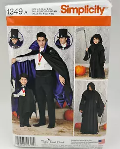Simplicity Sew Pattern 1349 Vampire Cape Costume S-XL Top Hat Grim Reaper UNCUT - Picture 1 of 3