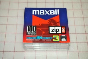 Maxell Zip Disk 3 Pack IBM Formatted PC 100 MB Megabyte New Sealed! - Photo 1/5