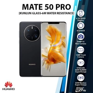 Hwei Mate 50 Pro Dual SIM 8+256GB Android Cell Phone - BLACK KUNLUN - Picture 1 of 6