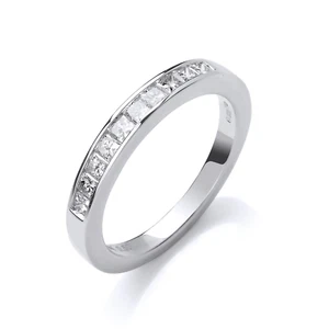 0.50 Carat Princess Cut Diamond Channel-set Half Eternity Ring 18K White Gold - Picture 1 of 6