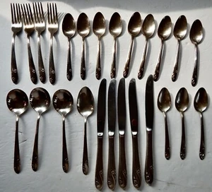 HOLMES & EDWARDS Inlaid IS Flatware Romance Pattern 25 Pieces - Picture 1 of 3