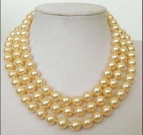 LONG 50" 8mm Golden Southsea SHELL PEARL NECKLACE - Image 1 of 1