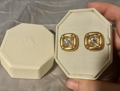 Aretes Swarovski Dulcis cristales corte cojín, tono oro rosa Foto 1 de 4