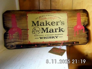 Handmade Wooden Maker's Mark Kentucky Bourbon Sign/Key Holder Hangtag 2025 - Picture 1 of 11