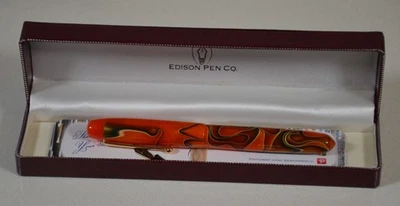 Pluma Estilográfica Edison Collier Caqui Remolino Acero Punta Fina Nueva en Caja Foto 1 de 4