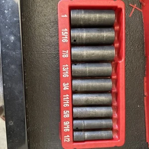 Enchufe de impacto profundo Snap-On 309SIMYA 9 piezas 1/2" DR 1/2" a 1" 6 pt 309SIMYA usado - Imagen 1 de 10