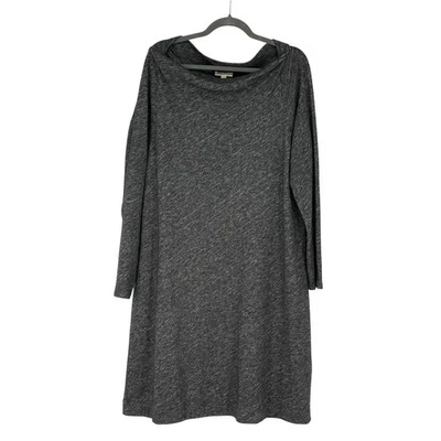 Vestido Eileen Fisher Tejido Algodón Lana Gris Manga Larga Línea A XL Foto 1 de 4