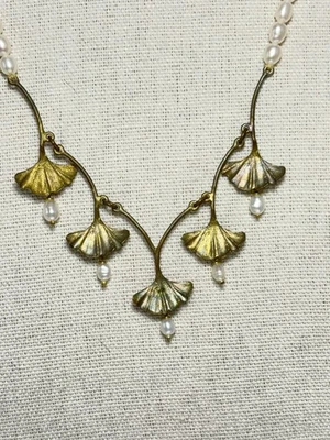 ¡Collar de gingko y perlas MICHAEL MICHAUD! Precioso! Foto 1 de 4