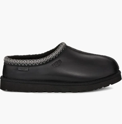 UGG TASMAN LEATHER REGEN BLACK SHEEPSKIN MEN'S SLIPPERS SIZE US 13 NEW Authentic - Image 1 of 4