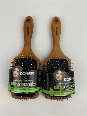 2 Conair Classic Wood Detangle Brushes New - Image 1 of 3
