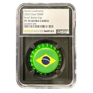 2022 Chad 500 Franc Proof BRAZIL Bottle Cap “World Landmarks” PF70 NGC - Picture 1 of 2