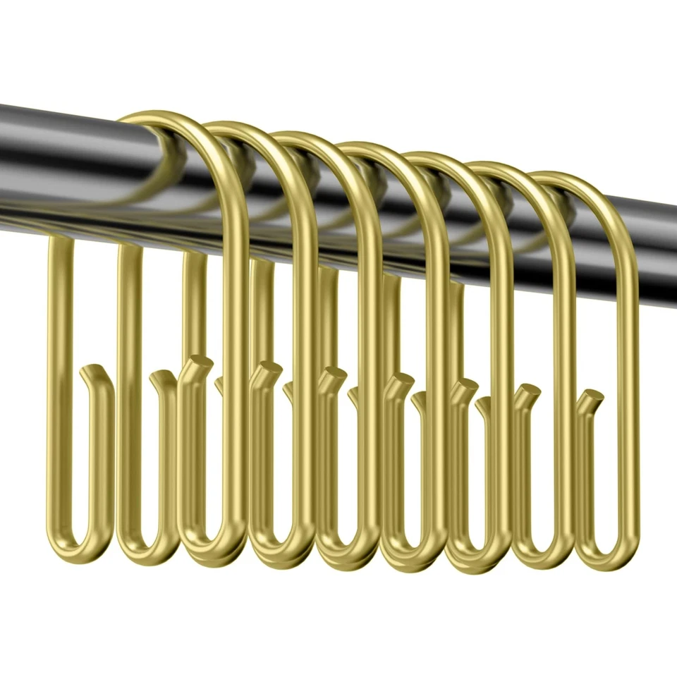 Anillos de ganchos de cortina de ducha dorados, anillos de cortina de ducha de doble cara a prueba de óxido, 12 Foto 1 de 4