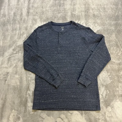 Falls Creek manga longa Henley masculino L azul marinho branco algodão ao ar livre EUA - Imagem 1 de 4