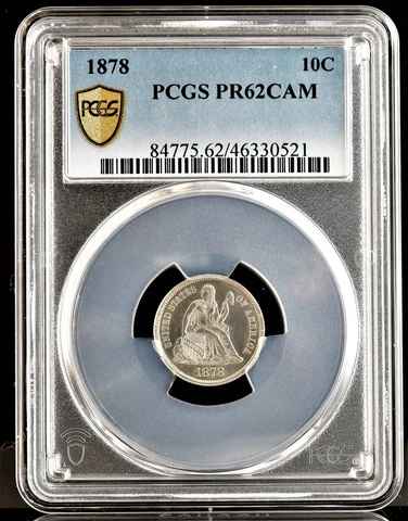 1878 10C Seated Liberty Dime PCGS PR62DCAM Cover