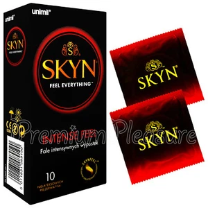 SKYN ® Intense Feel condoms Non-latex Polyisoprene Dotted Waves & Dots Box of 10 - Picture 1 of 7