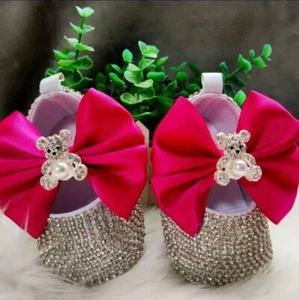 Sparkly rhinestone crystal Baby Girl children shoes Bling Diamond New born/3M - Picture 1 of 4