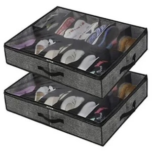 Onlyeasy Sturdy Under Bed Shoe Storage Organizer Set of 2 Fits Total 24 Pairs... - Picture 1 of 3