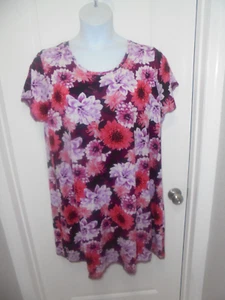 Nanette Lepore Damen mehrfarbig Blumenmuster kurze Ärmel U-Ausschnitt Kleid Größe 3X - Bild 1 von 6
