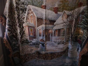 Winter's Welcome Snowman Tapestry Christmas Throw Blanket Nicky Boehme 49"x55" - Picture 1 of 8