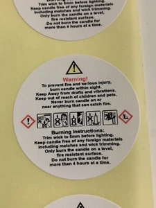 CANDLE CLP safety warning stickers labels.. 200 Labels 38mm - Picture 1 of 1