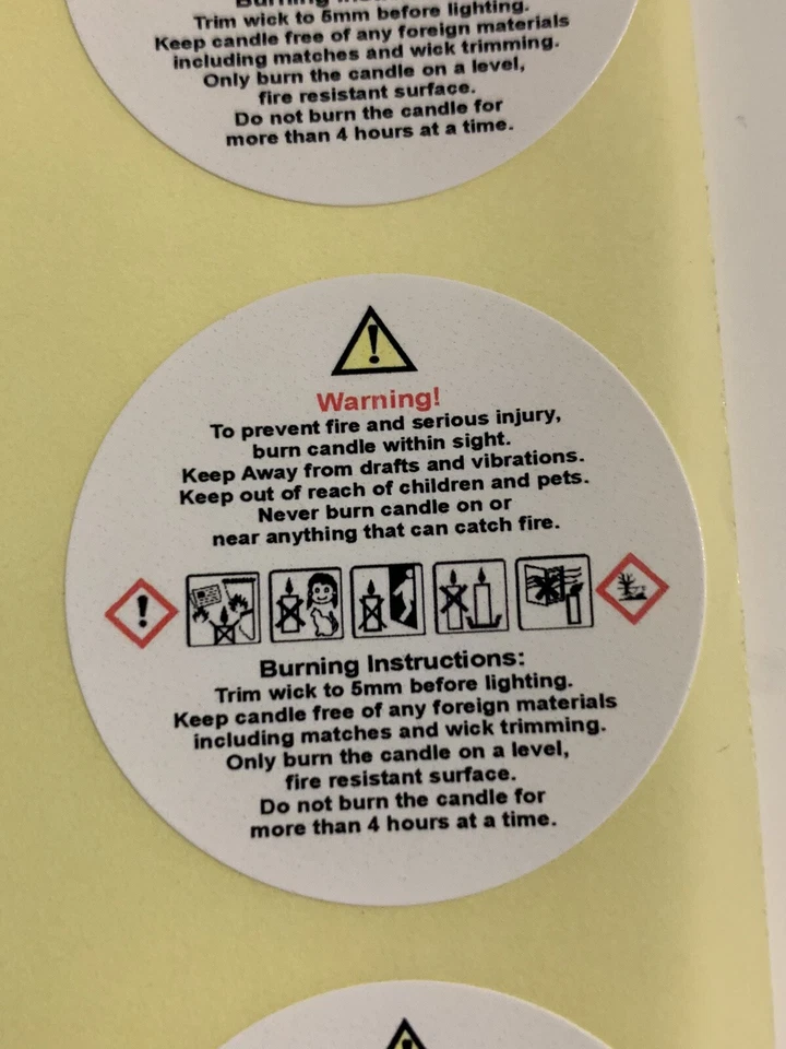 CANDLE CLP safety warning stickers labels.. 200 Labels 38mm - Image 1 of 1