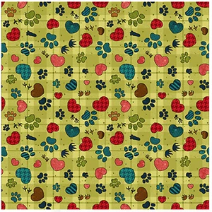 Rescued and Loved: Paws and Hearts Green -Henry Glass Sold by the Yard - Picture 1 of 1