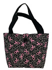 New Handmade Tote Purse Handbag Breast Cancer Pink Ribbon Black Faffygiraffe