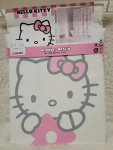 Hello Kitty Shower Curtain White Floral 72inx72in - Picture 1 of 3