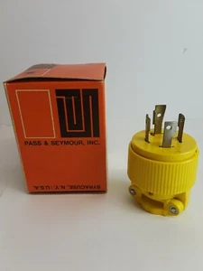3 Pole 4 wire Grounding Yellow Turnlok Plug by Pass & Seymour - Picture 1 of 7