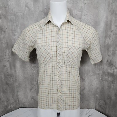Camisa De Colección Aldo Puritan Para Hombres M Crema Cuadros Ligera Rockabilly Grasador S/S Foto 1 de 4