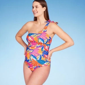 Asymmetric Tie Shoulder One Piece Maternity Swimsuit - SIZE LARGE B-27 - Picture 1 of 1