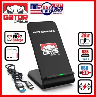 30W Wireless Phone Charger Stand Pad Fast Charge for Samsung iPhone LG Universal - Image 1 of 4