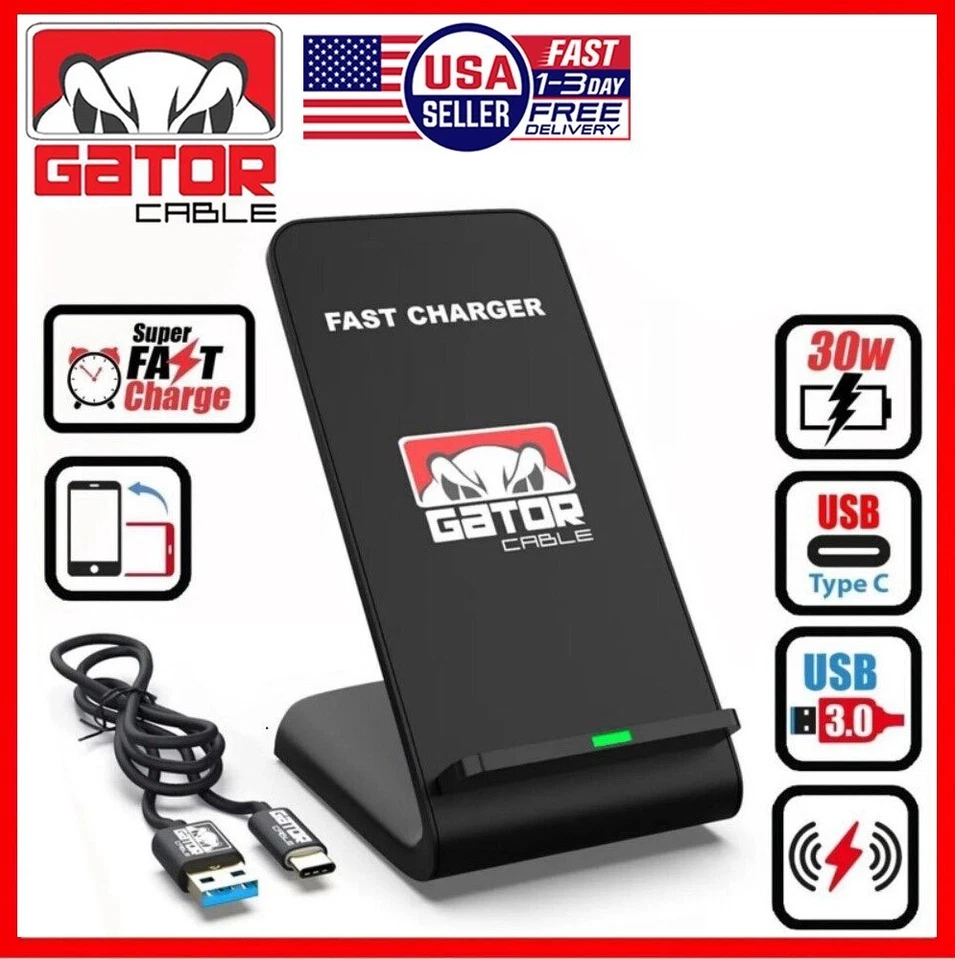 Cargador de teléfono inalámbrico 30W soporte almohadilla carga rápida para Samsung iPhone LG universal Foto 1 de 4