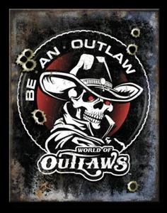 12 1/2" X 16" WORLD OF OUTLAWS BE AN OUTLAW METAL SIGN NEW - Picture 1 of 1