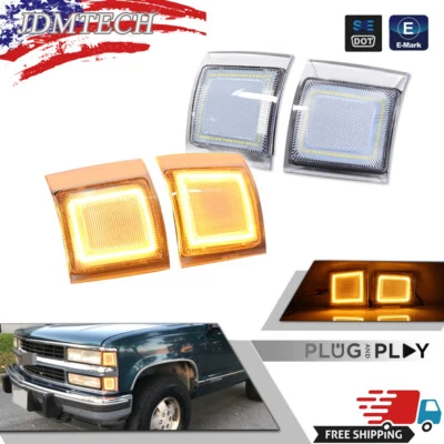 Luces de señalización laterales LED ámbar transparente para Chevy C/K 1500 2500 3500 1994-1998 Foto 1 de 4