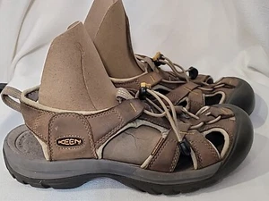 Keen Womens Venice Hiking Sport Sandals Brown Waterproof Bungee Lace Up 10 - Picture 1 of 10