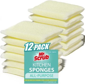 All-Purpose Sponges, Non Scratch, for Washing and Cleaning 12 Pack, Yellow - Picture 1 of 6