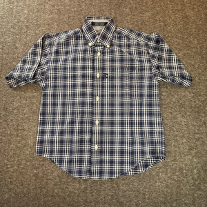 Tommy Hilfiger Boys Small Blue Plaid Short Sleeve Button Down Dress Shirt - Picture 1 of 11