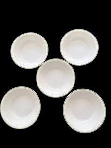 5er Set Corelle Corning weiß Suppenschüsseln mit grünem Rand 7,25" Shadow Iris - Bild 1 von 4