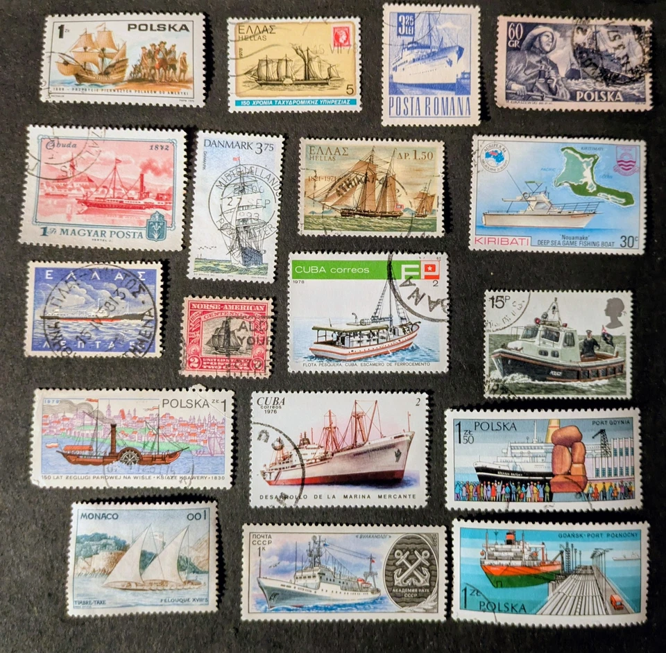 Ships +Boats-18 fine used collection postage stamps from around the world lot#18 - Image 1 of 1