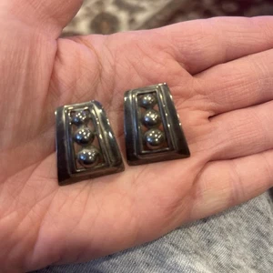 Vintage Sterling 925 Taxco Modernist Earrings Mexico - Picture 1 of 12