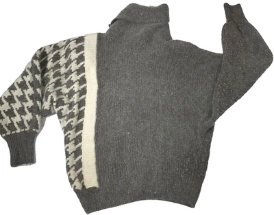 Suéter De Colección IB Difusión Mujer M Gris Blanco Capucha Cuello Seda Angora Mezcla Lana Foto 1 de 4