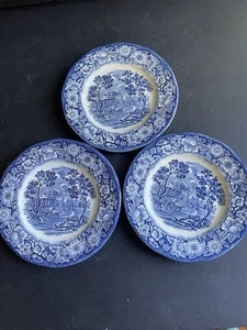 Set Of3 Liberty Blue Staffordshire Bread Plates Monticello Blue White Set Of 3 - Bild 1 von 4