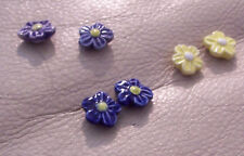 2 Peruvian Ceramic MINI Bright Flower Earring Beads DIY Charm