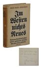 All Quiet on the Western Front ERICH MARIA REMARQUE ~ Signed First Edition 1st