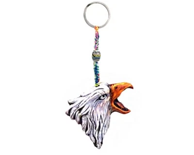American Bald Eagle Keychain Bird Head Animal Handmade 3D Macrame Keyring Charm - Image 1 of 4