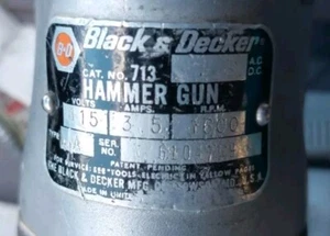 Vintage Black & Decker Electric Hammer Gun #713, with Chuck, Metal Box Works! - Picture 1 of 6