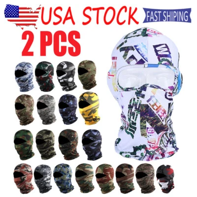 2 Pcs Balaclava Tactical Full Face Mask UV Protection Ski Mask Christmas Gift - Image 1 of 4