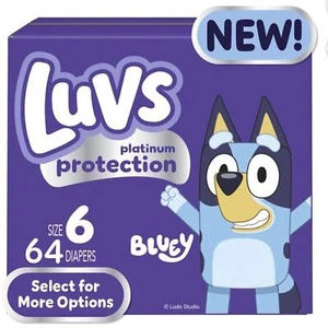 Luvs Windeln Platinum Protection Größe 6 Bluey Babywindeln 64 Stück Karton OW - Bild 1 von 10